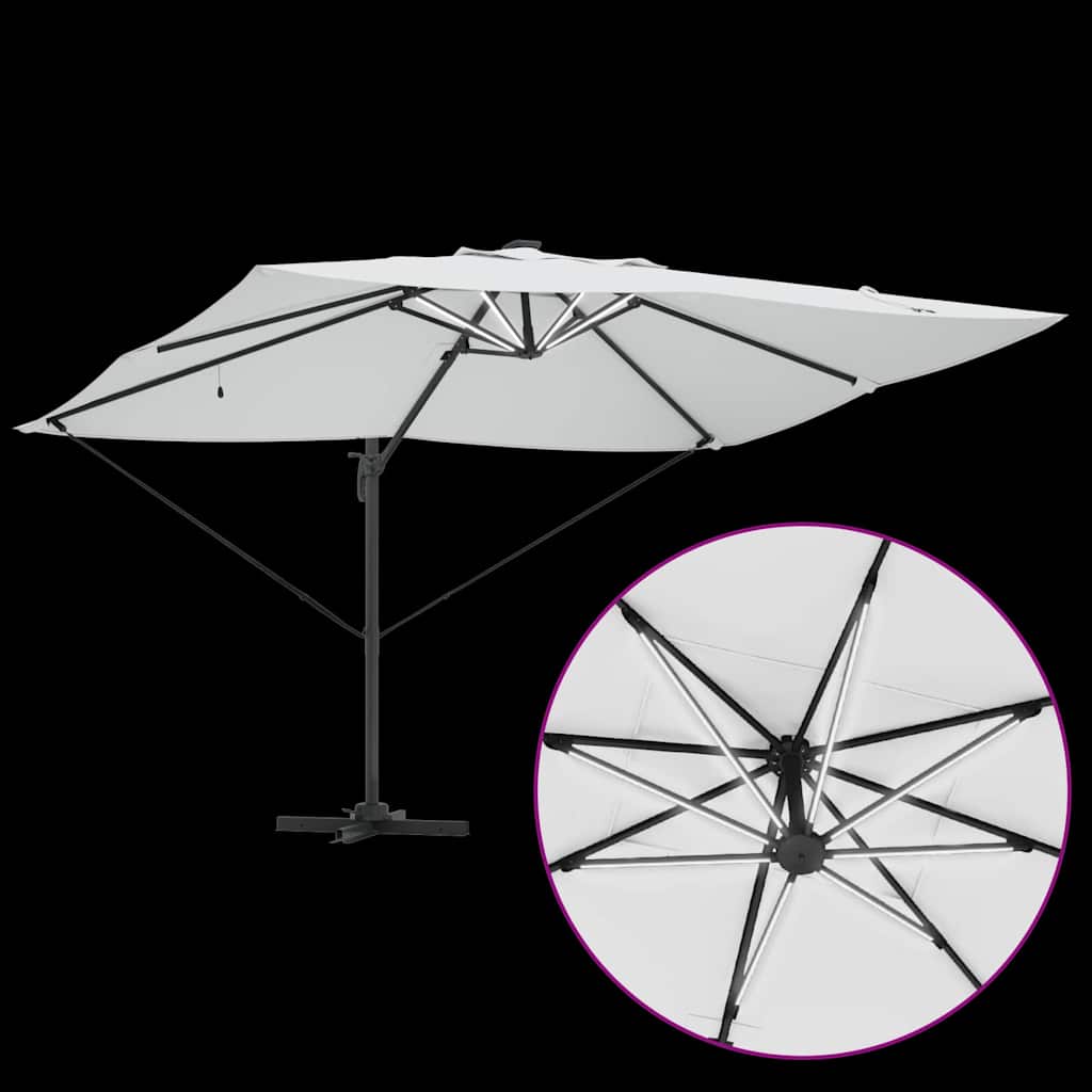 Ampelschirm Roma Beige und Schwarz 352 x 251 x 265 cm