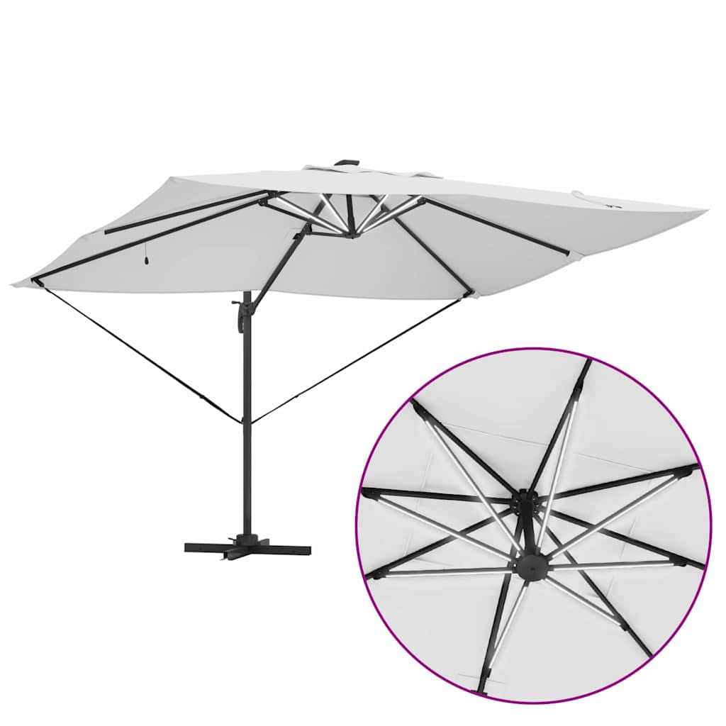 Ampelschirm Roma Beige und Schwarz 352 x 251 x 265 cm