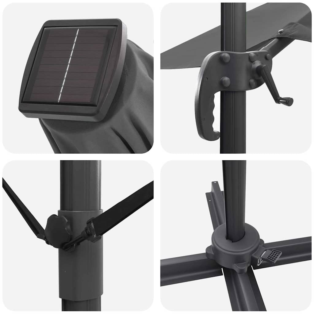Ampelschirm Roma Anthrazit und Schwarz 352 x 251 x 265 cm