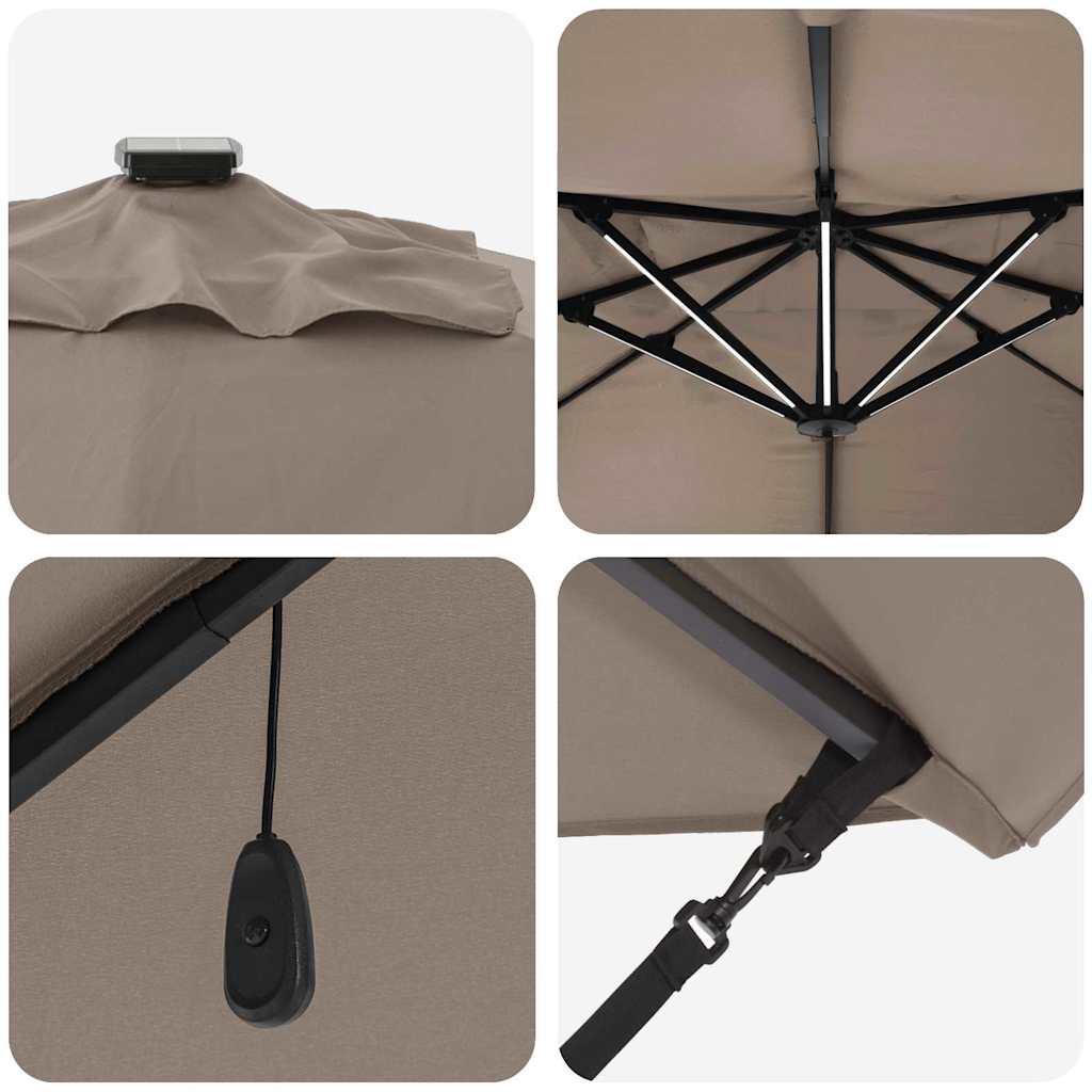 Ampelschirm Roma Taupe und Schwarz 352 x 251 x 265 cm