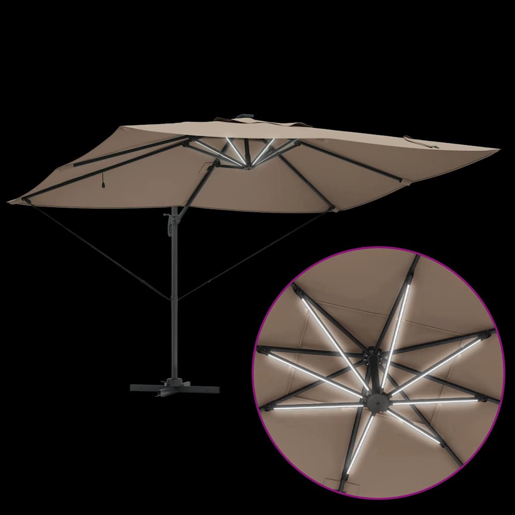 Ampelschirm Roma Taupe und Schwarz 352 x 251 x 265 cm