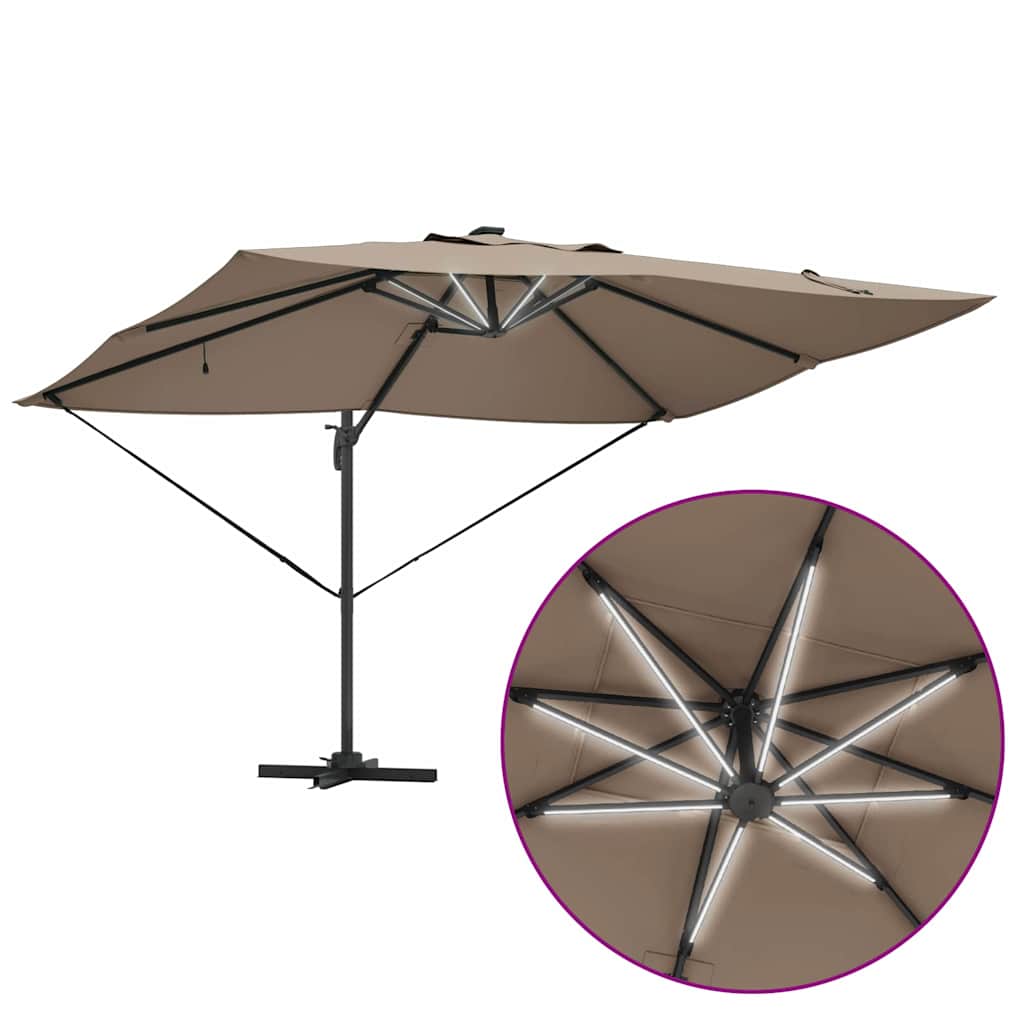 Ampelschirm Roma Taupe und Schwarz 352 x 251 x 265 cm