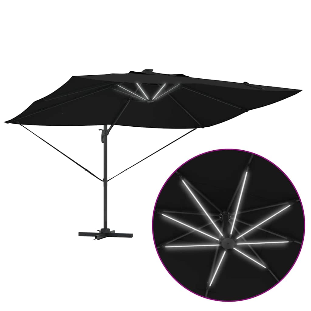 Ampelschirm Roma Schwarz und Schwarz 352 x 251 x 265 cm