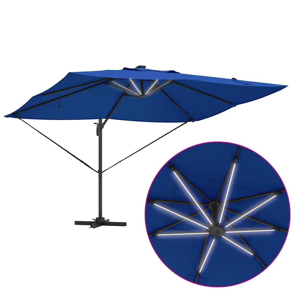 Ampelschirm Roma Blau und Schwarz 352 x 251 x 265 cm
