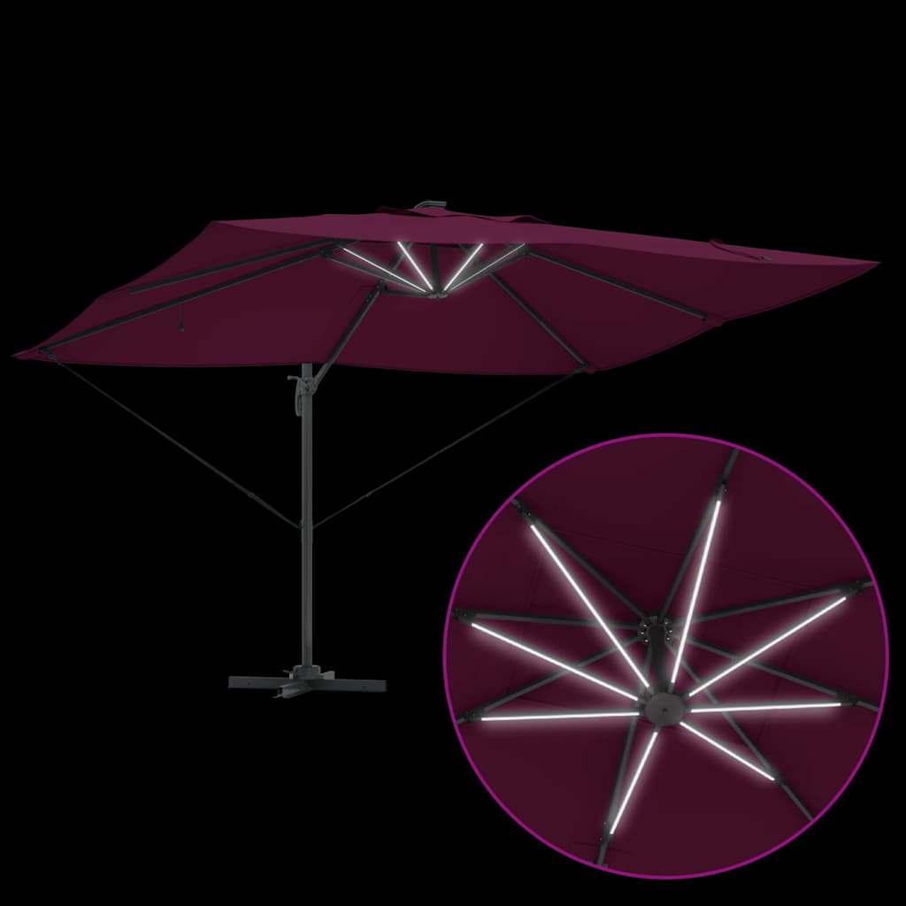 Ampelschirm Roma mit Schloss Rot und Schwarz 352 x 251 x 265 cm