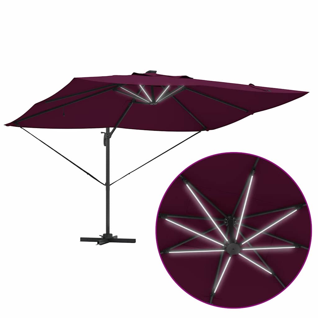 Ampelschirm Roma mit Schloss Rot und Schwarz 352 x 251 x 265 cm