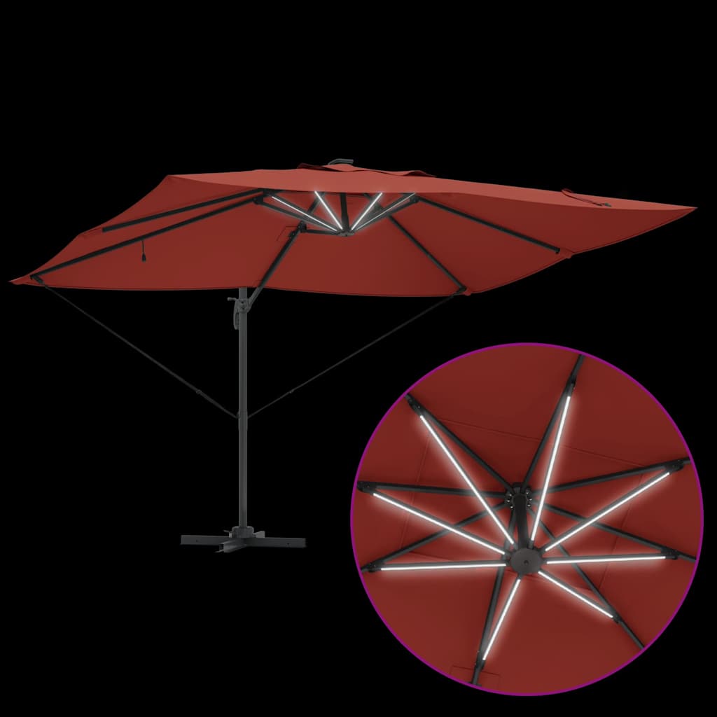 Ampelschirm Roma mit Schloss Rot und Schwarz 352 x 251 x 265 cm