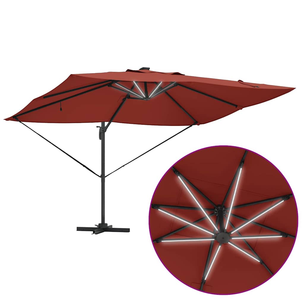 Ampelschirm Roma mit Schloss Rot und Schwarz 352 x 251 x 265 cm