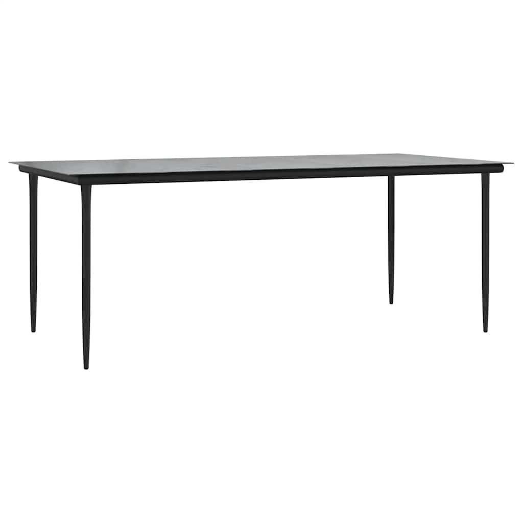 9-tlg. Garten-Essgruppe mit Kissen Schwarz Poly Rattan Glas