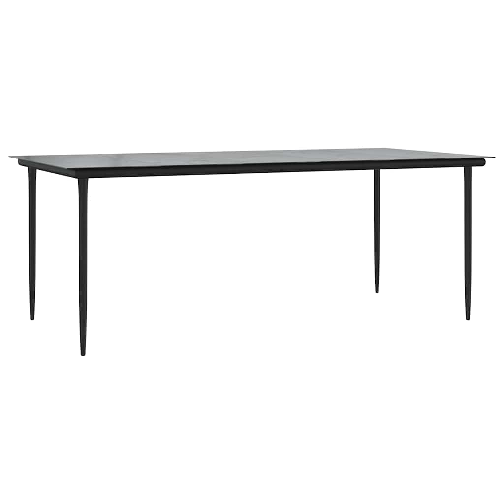 9-tlg. Garten-Essgruppe mit Kissen Schwarz Poly Rattan Glas
