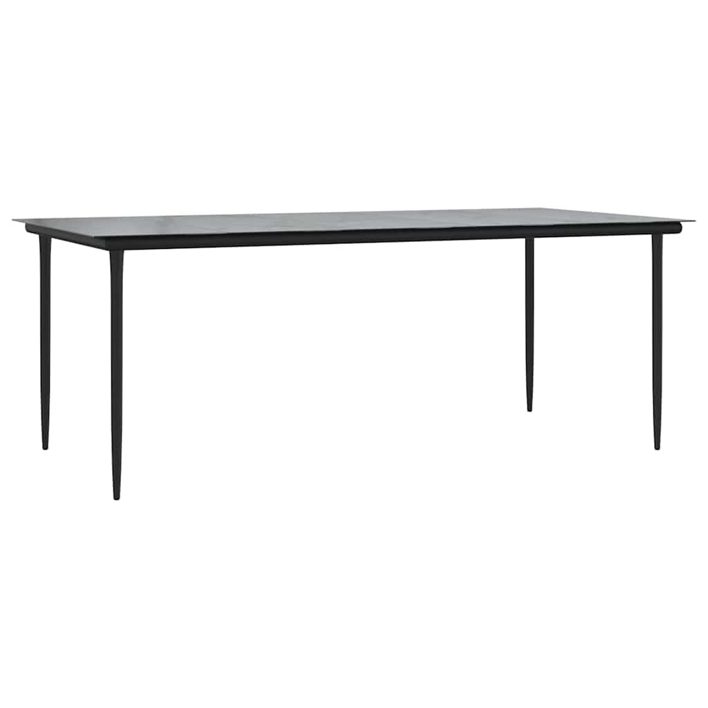 9-tlg. Garten-Essgruppe mit Kissen Schwarz Poly Rattan Glas