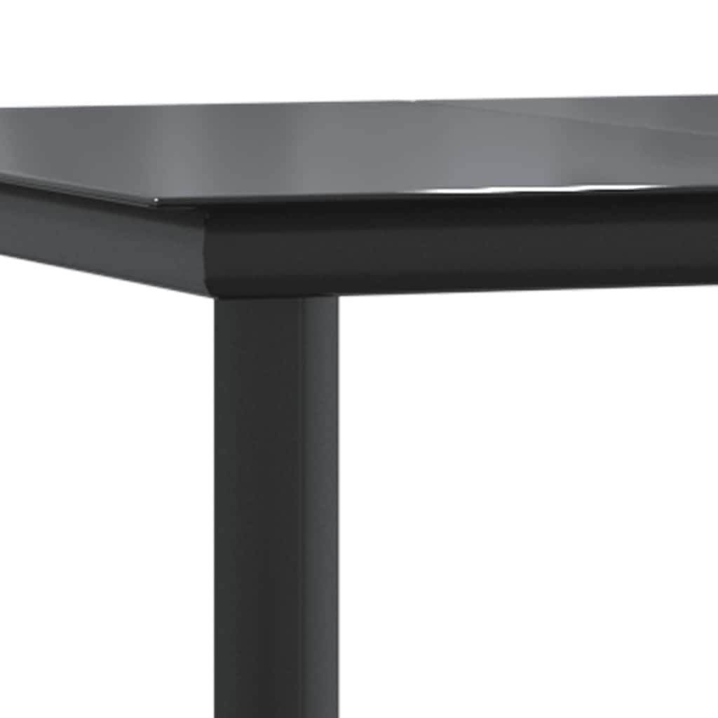 9-tlg. Garten-Essgruppe mit Kissen Schwarz Poly Rattan Glas