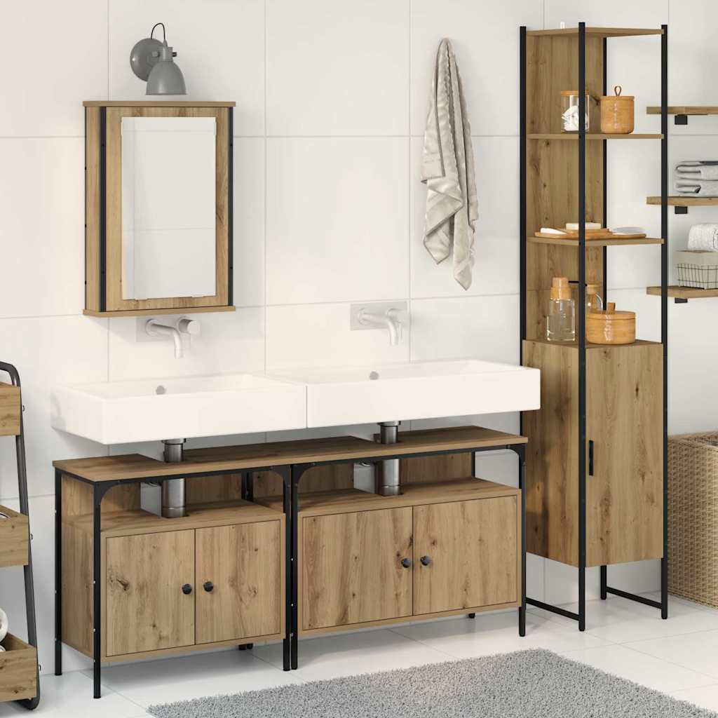 Badezimmermöbel Set 4 pcs Eiche handwerklich 33 x 33 x 185.5 cm