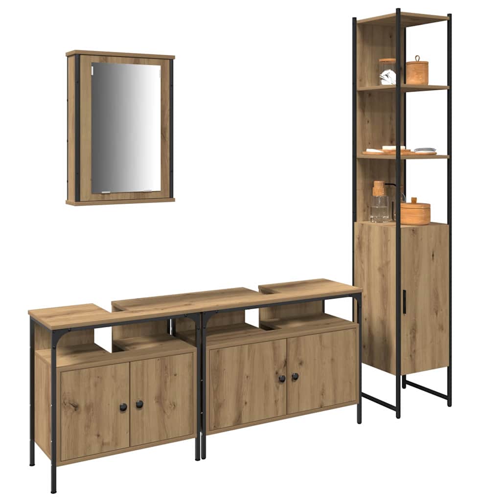 Badezimmermöbel Set 4 pcs Eiche handwerklich 33 x 33 x 185.5 cm