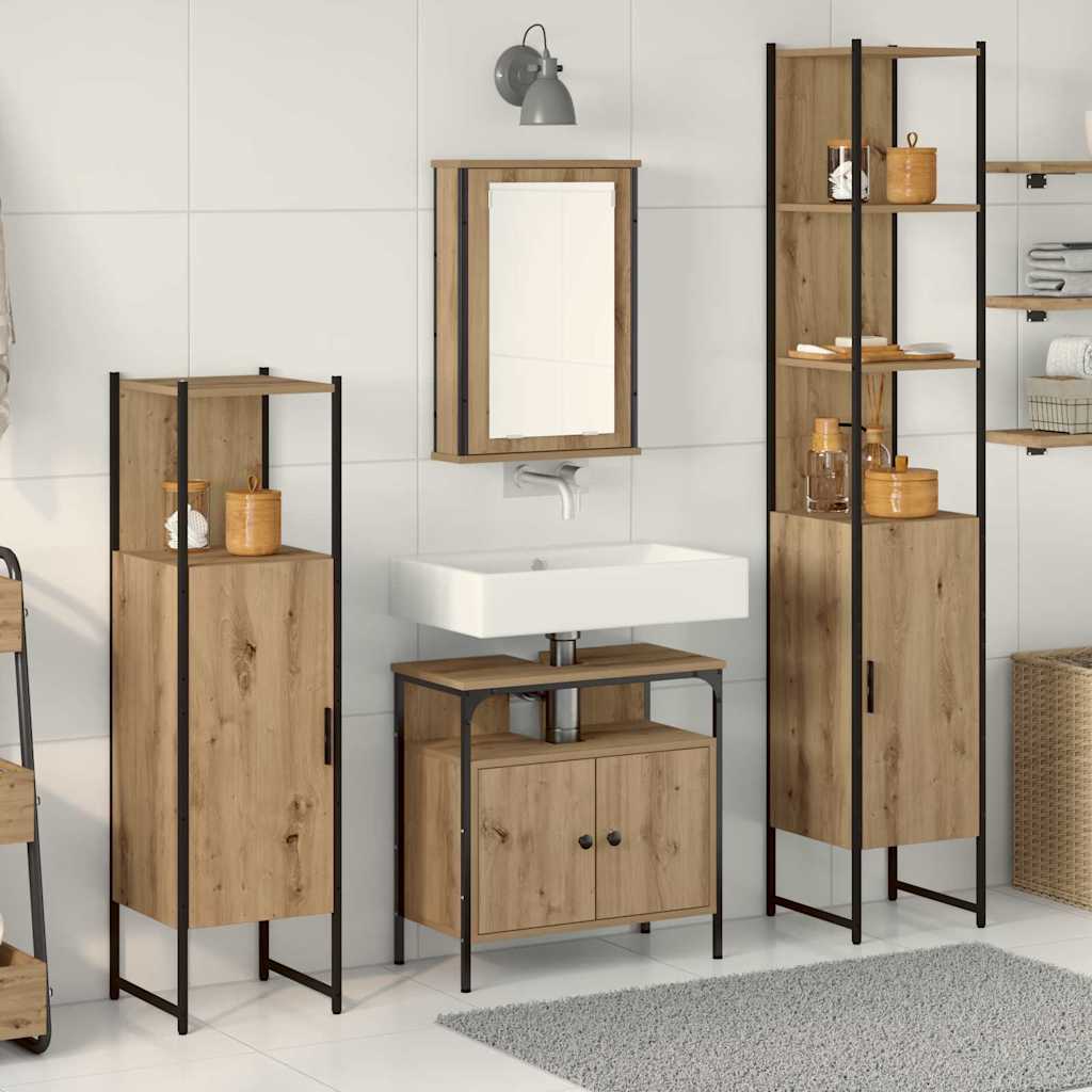 Badezimmermöbel Set 4 pcs Eiche handwerklich 33 x 33 x 185.5 cm