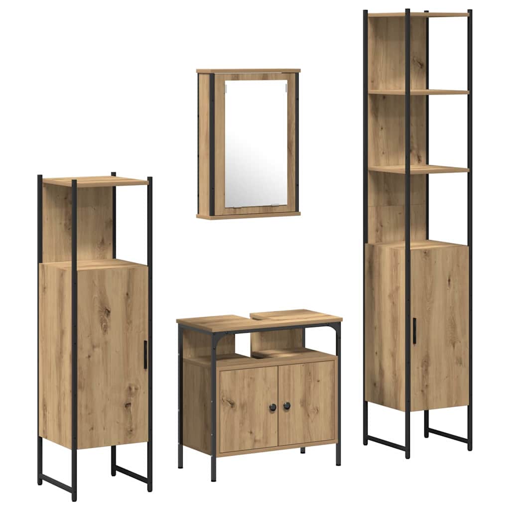 Badezimmermöbel Set 4 pcs Eiche handwerklich 33 x 33 x 185.5 cm