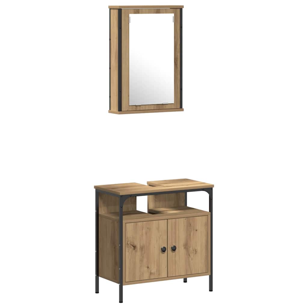 Badezimmermöbel Set 4 pcs Eiche handwerklich 33 x 33 x 185.5 cm