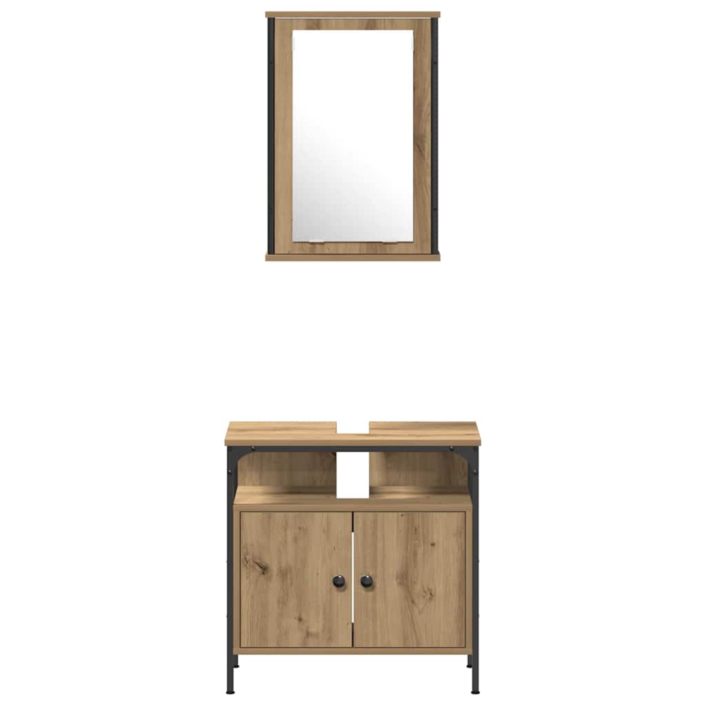 Badezimmermöbel Set 4 pcs Eiche handwerklich 33 x 33 x 185.5 cm
