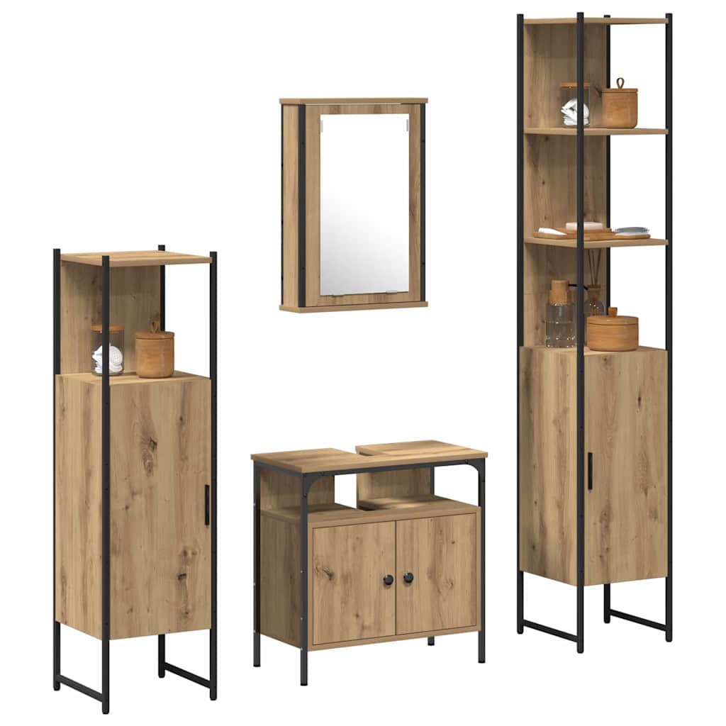 Badezimmermöbel Set 4 pcs Eiche handwerklich 33 x 33 x 185.5 cm