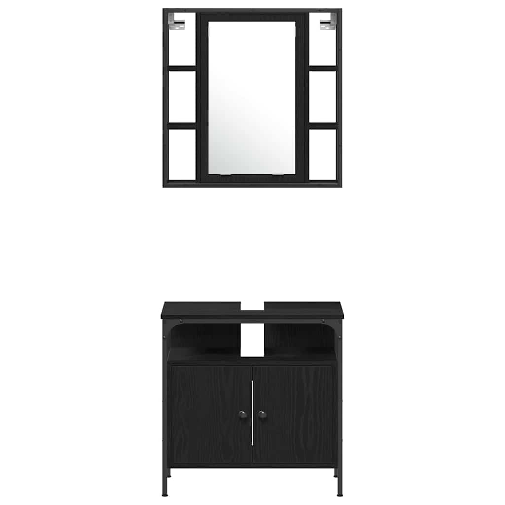 Badezimmerschrankset 4 pcs Schwarze Eiche 33 x 33 x 185.5 cm