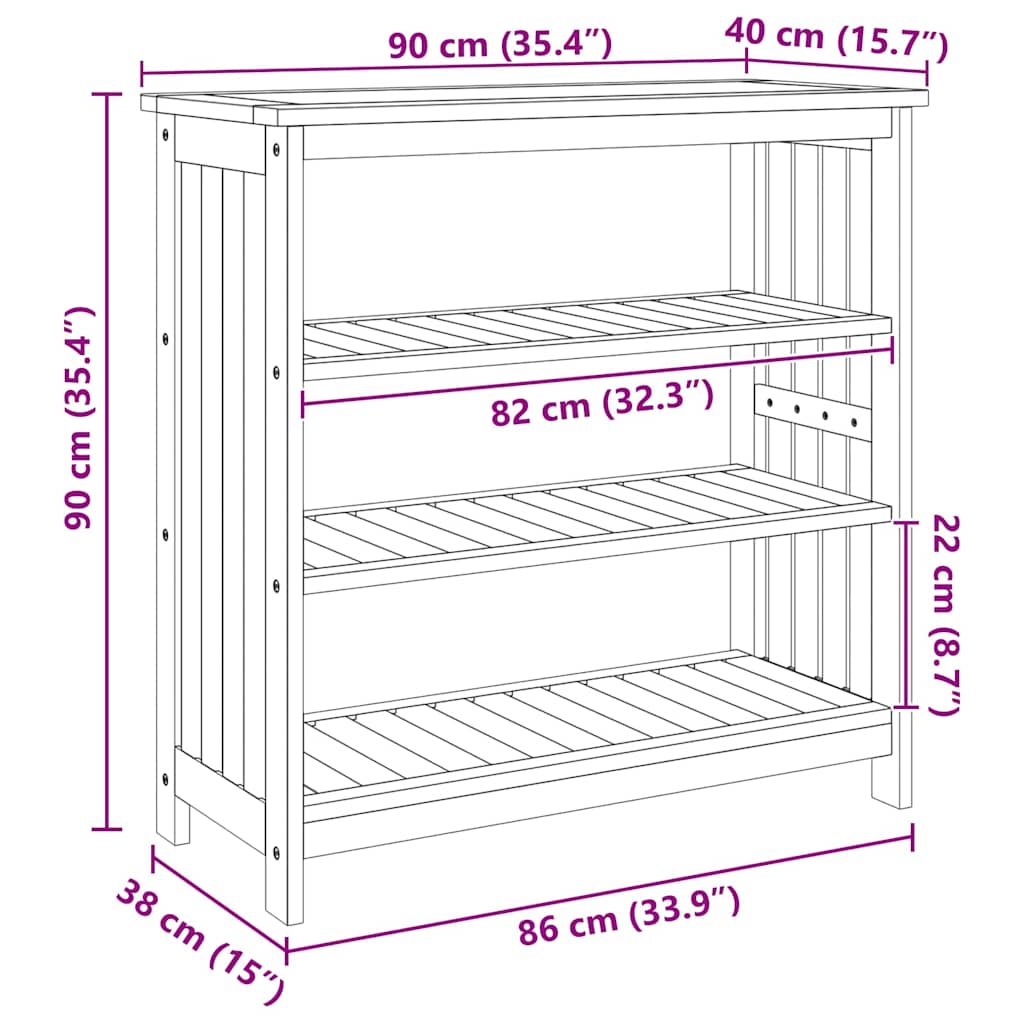 Garten-Schrank mit Regal mit Speicher Braun 90 x 40 x 90cm