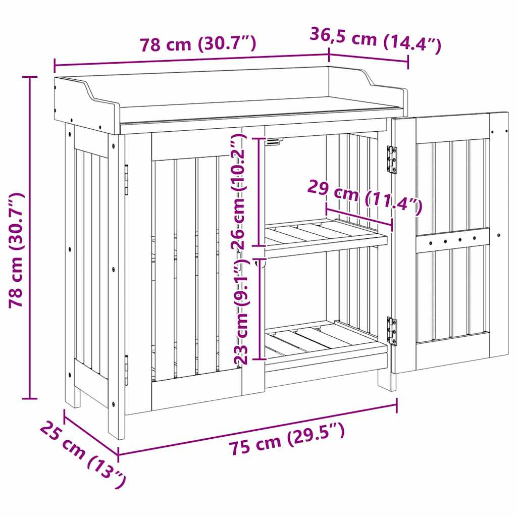 Garten-Schrank mit Speicher mit Tür Braun 78 x 36.5 x 78cm