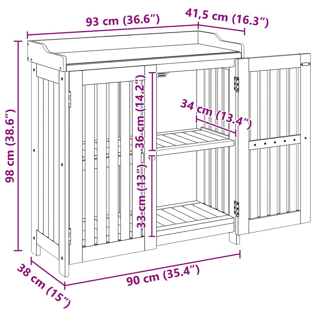 Garten-Schrank mit Speicher mit Tür Braun 93 x 41.5 x 98cm