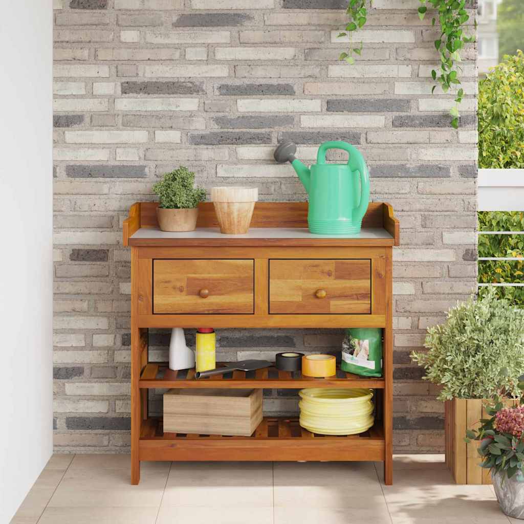 Garten-Schrank mit Schubladen mit Regal Braun 78 x 36.5 x 78cm