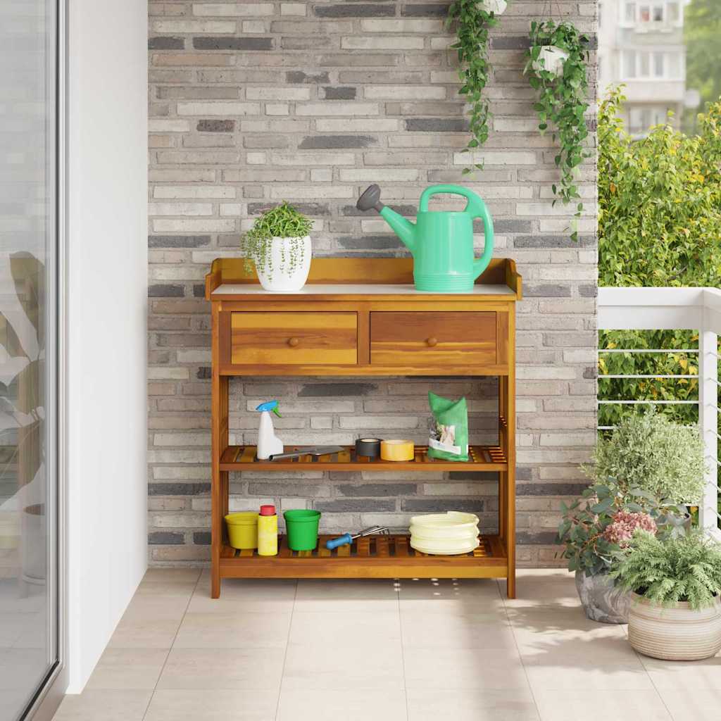 Garten-Schrank mit Schubladen mit Regal Braun 93 x 41.5 x 98cm