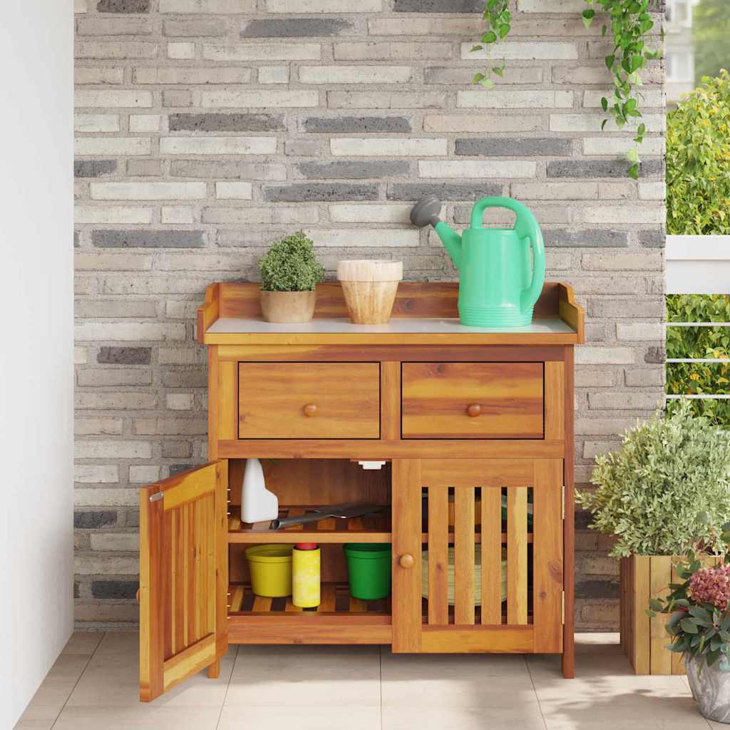 Garten-Schrank mit Schubladen mit Tür Braun 78 x 36.5 x 78cm