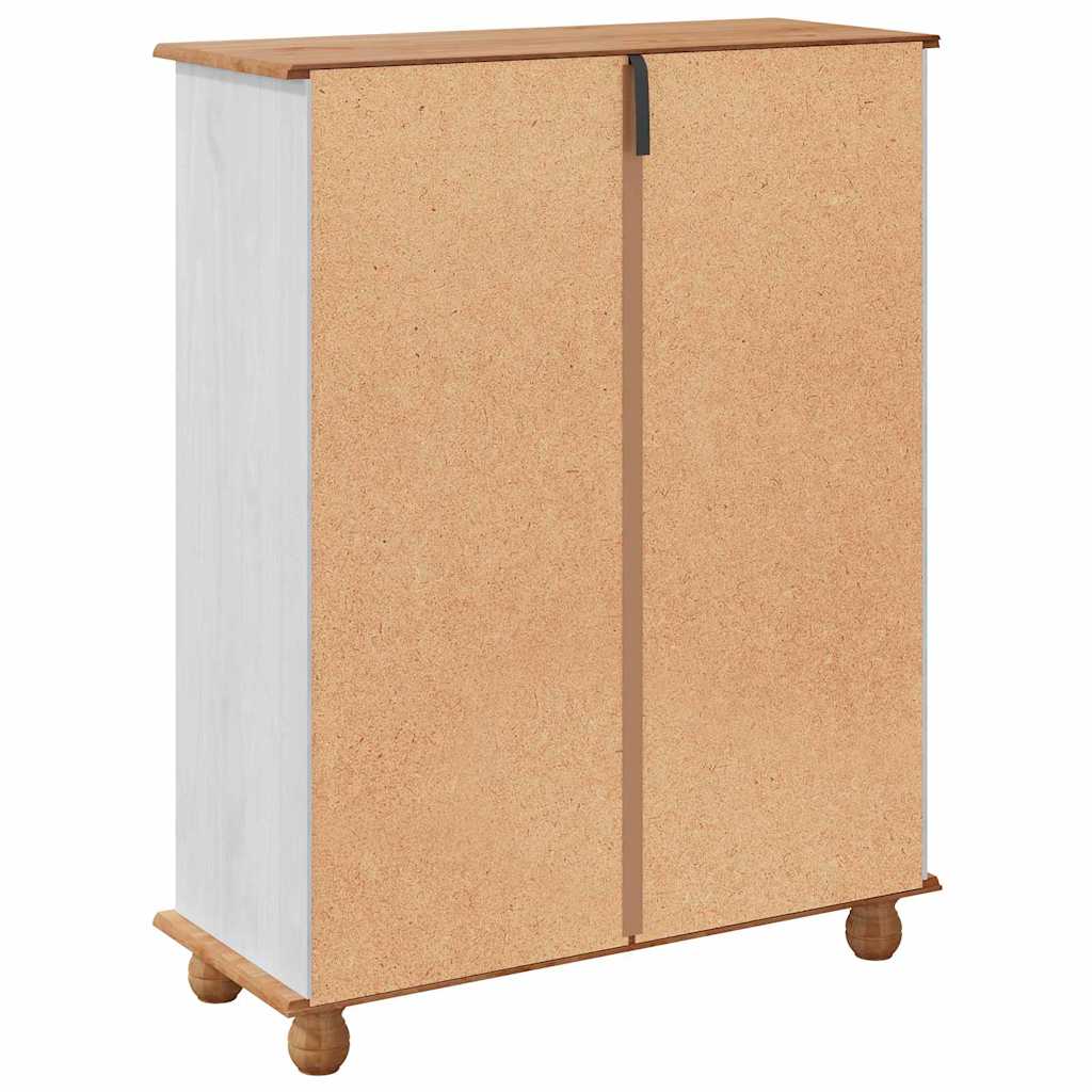 Schuhschrank ASKIM Weiß 85 x 35 x 108 cm Massivholz Kiefer