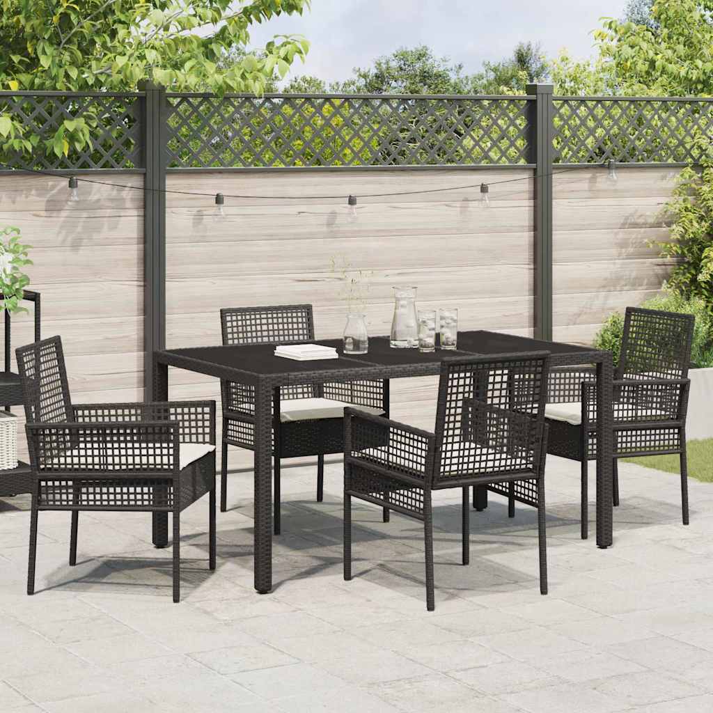 Garten Essgruppe 5 pcs Schwarz Poly Rattan