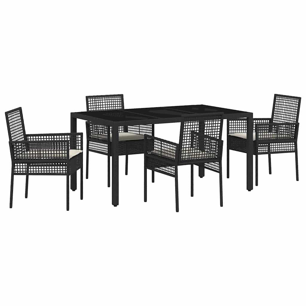 Garten Essgruppe 5 pcs Schwarz Poly Rattan