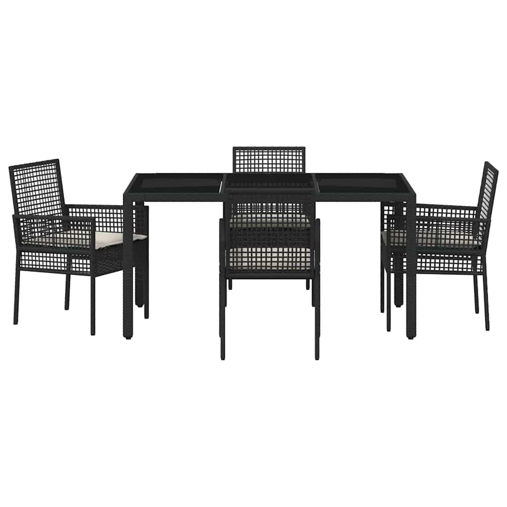 Garten Essgruppe 5 pcs Schwarz Poly Rattan
