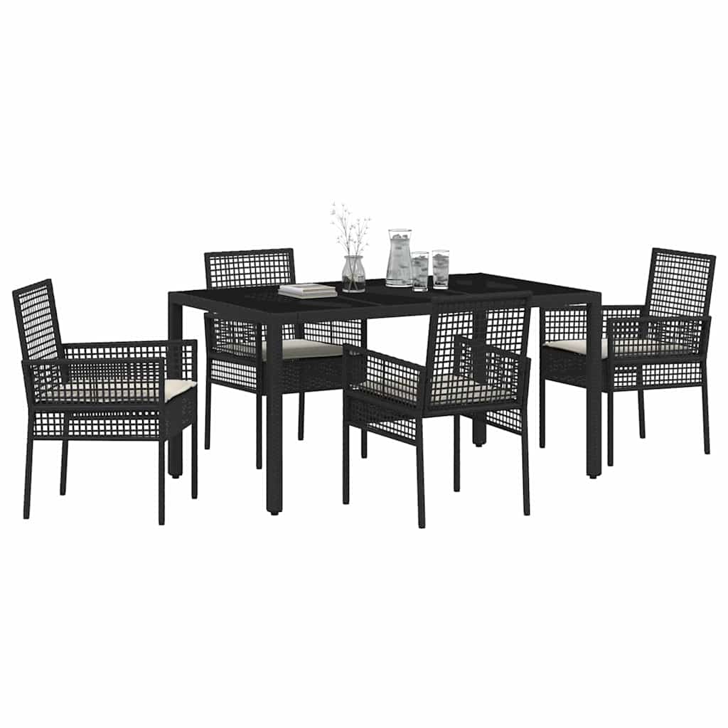 Garten Essgruppe 5 pcs Schwarz Poly Rattan
