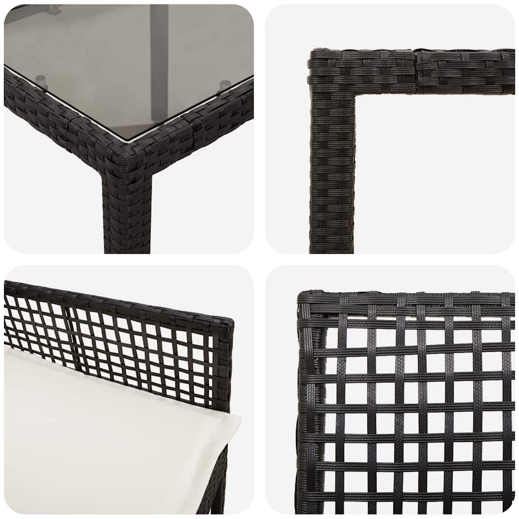 Garten Essgruppe 7 pcs Schwarz Poly Rattan