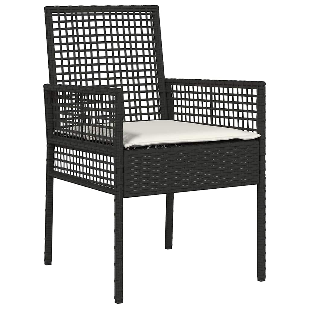 Garten Essgruppe 7 pcs Schwarz Poly Rattan