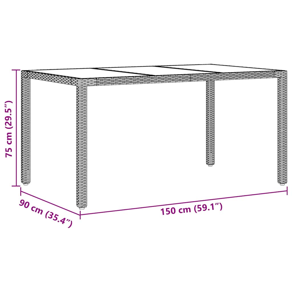 Garten Essgruppe 7 pcs Schwarz Poly Rattan