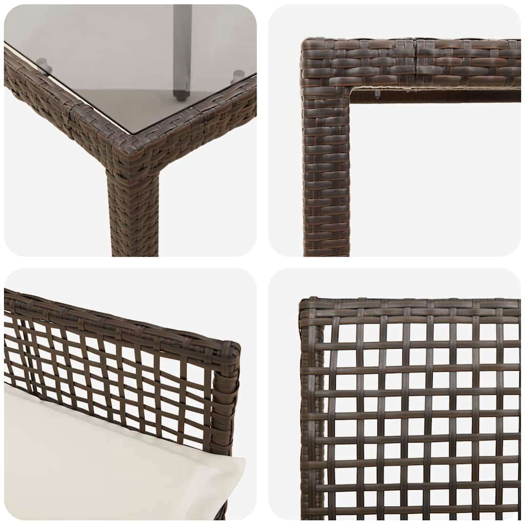 Garten Essgruppe 5 pcs Braun Poly Rattan