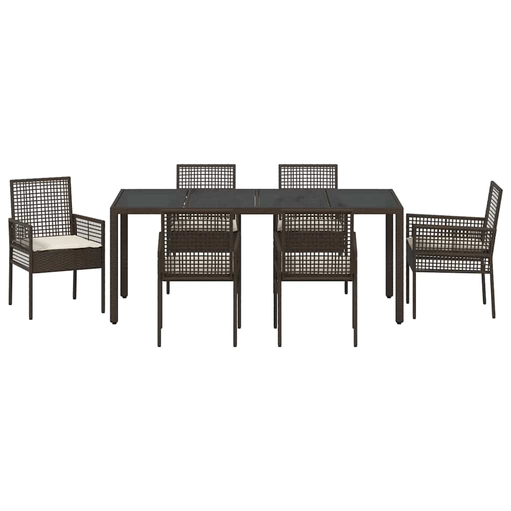 Garten Essgruppe 7 pcs Braun Poly Rattan