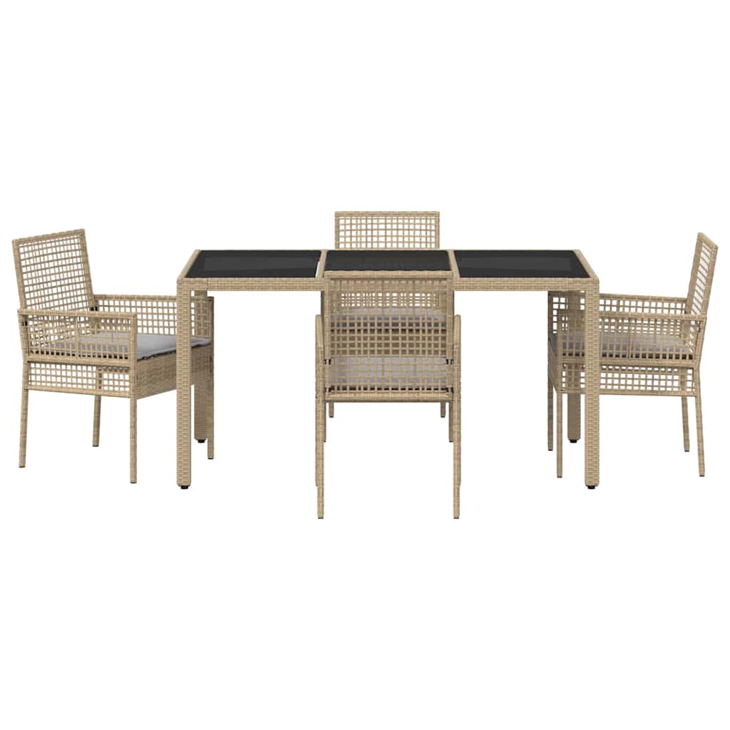 Garten Essgruppe 5 pcs Beige Poly Rattan