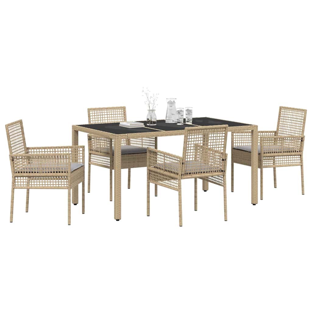 Garten Essgruppe 5 pcs Beige Poly Rattan