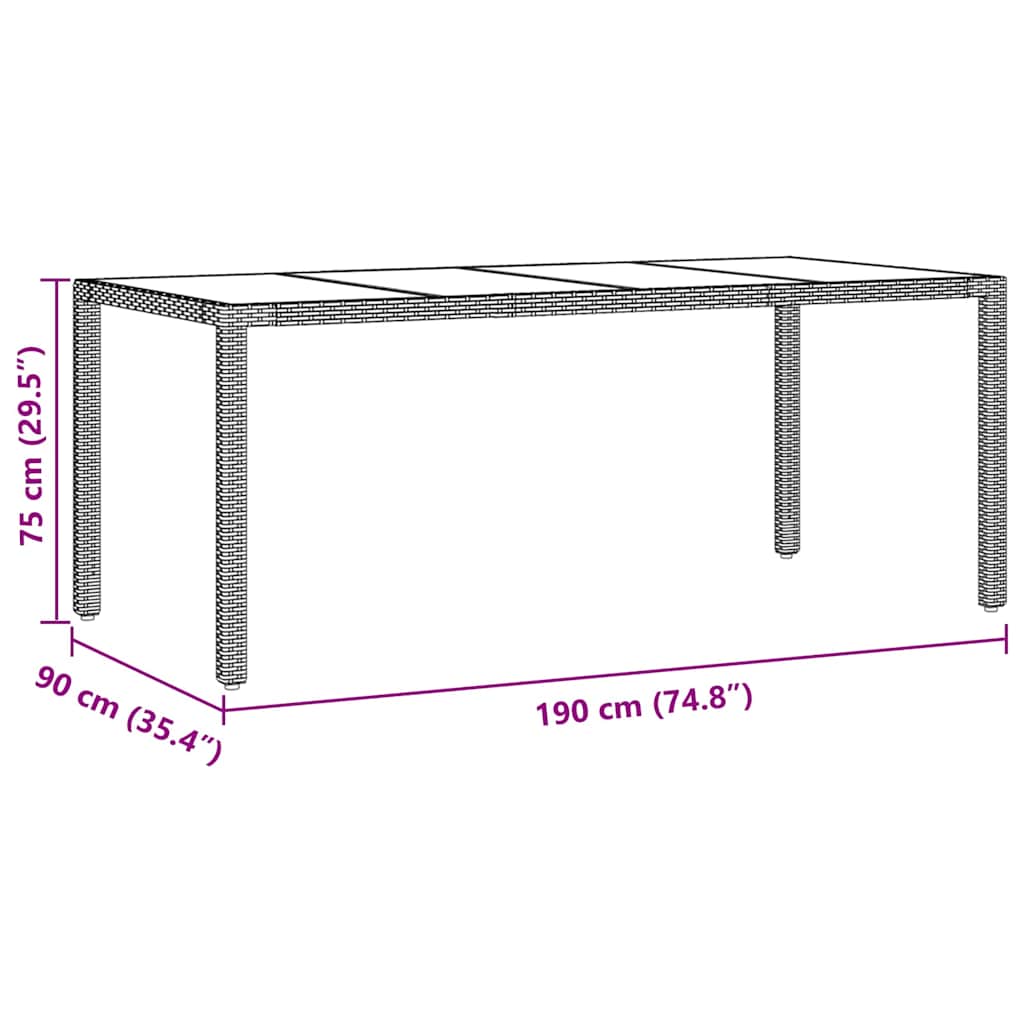 Garten Essgruppe 7 pcs Beige Poly Rattan
