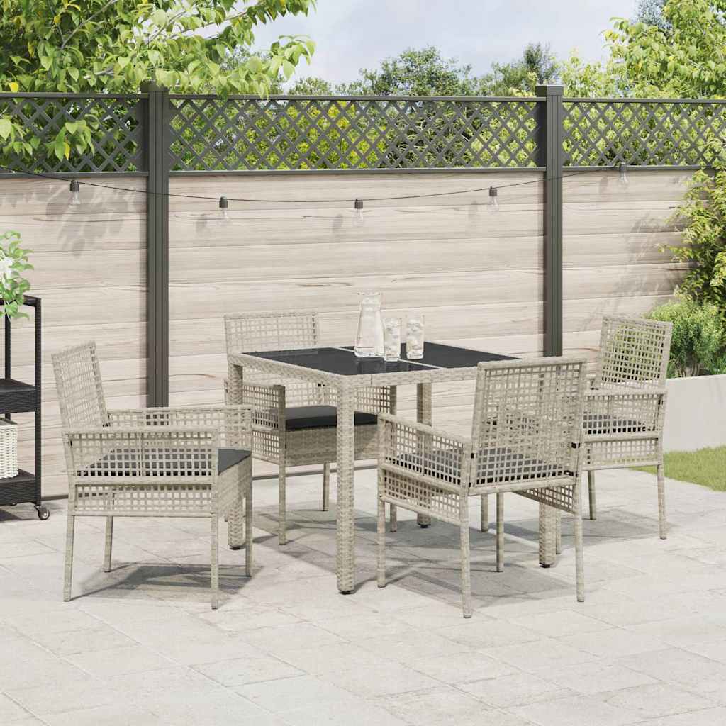Garten Essgruppe 5 pcs Hellgrau Poly Rattan