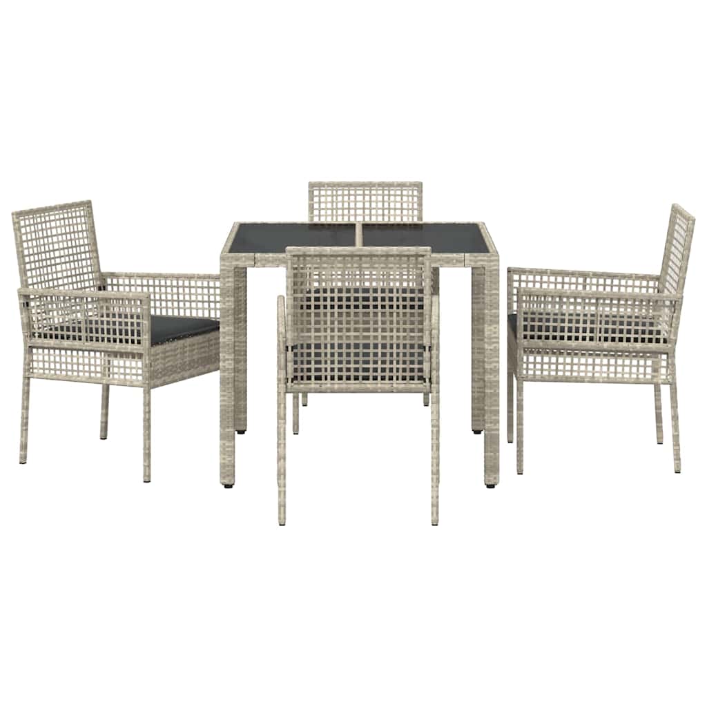Garten Essgruppe 5 pcs Hellgrau Poly Rattan