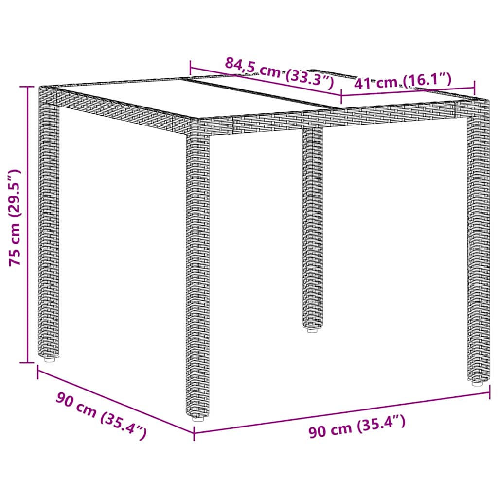 Garten Essgruppe 5 pcs Hellgrau Poly Rattan