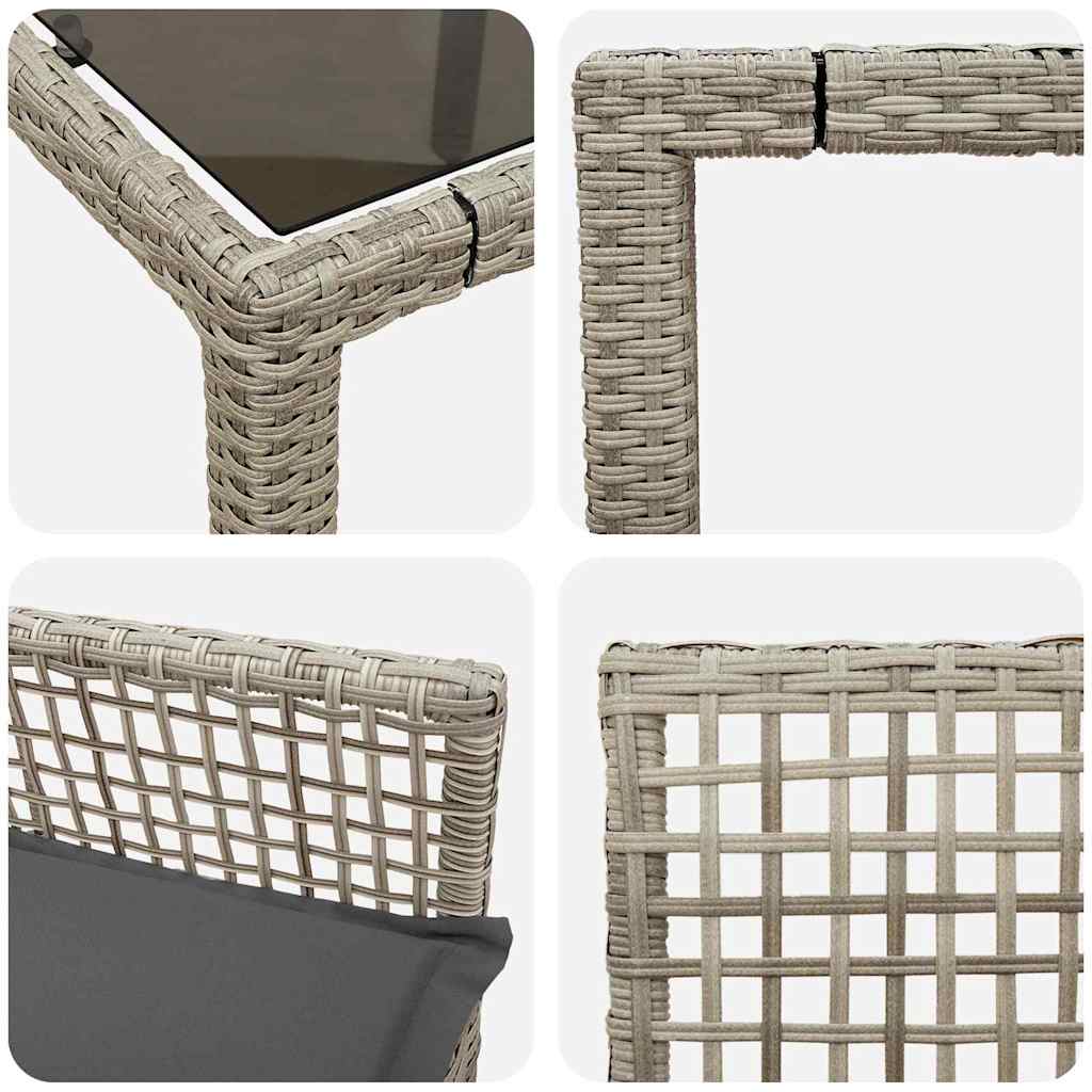 Garten Essgruppe 7 pcs Hellgrau Poly Rattan