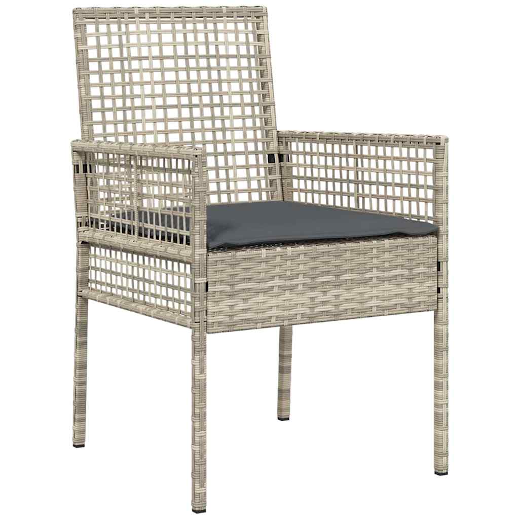 Garten Essgruppe 7 pcs Hellgrau Poly Rattan