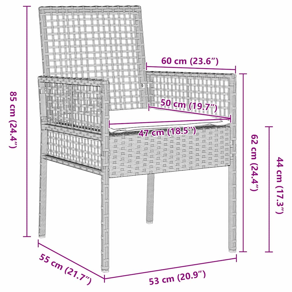 Garten Essgruppe 7 pcs Hellgrau Poly Rattan