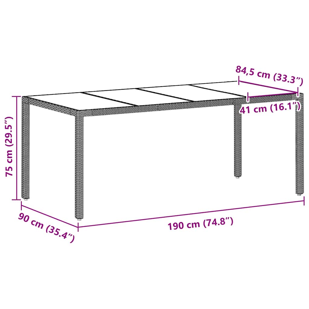 Garten Essgruppe 7 pcs Hellgrau Poly Rattan
